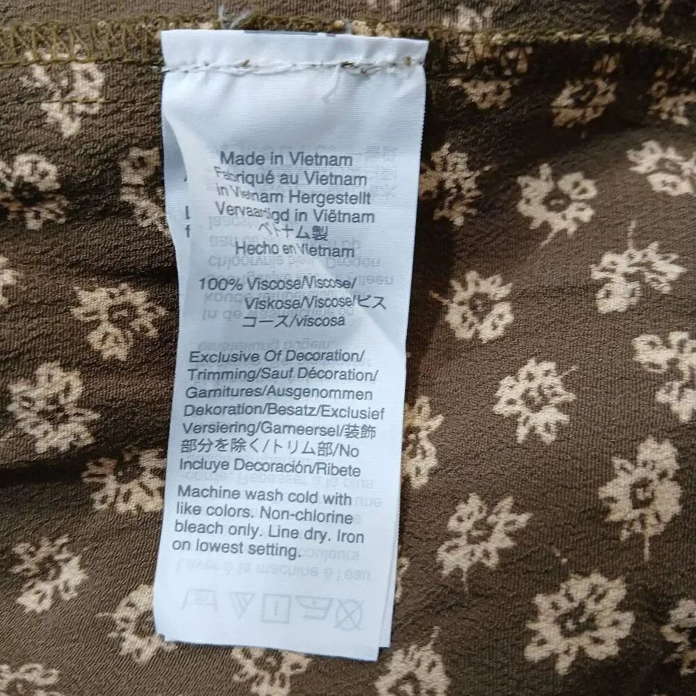 Madewell Womenlarge mini skirt viscose floral seaweed green boho elastic waist